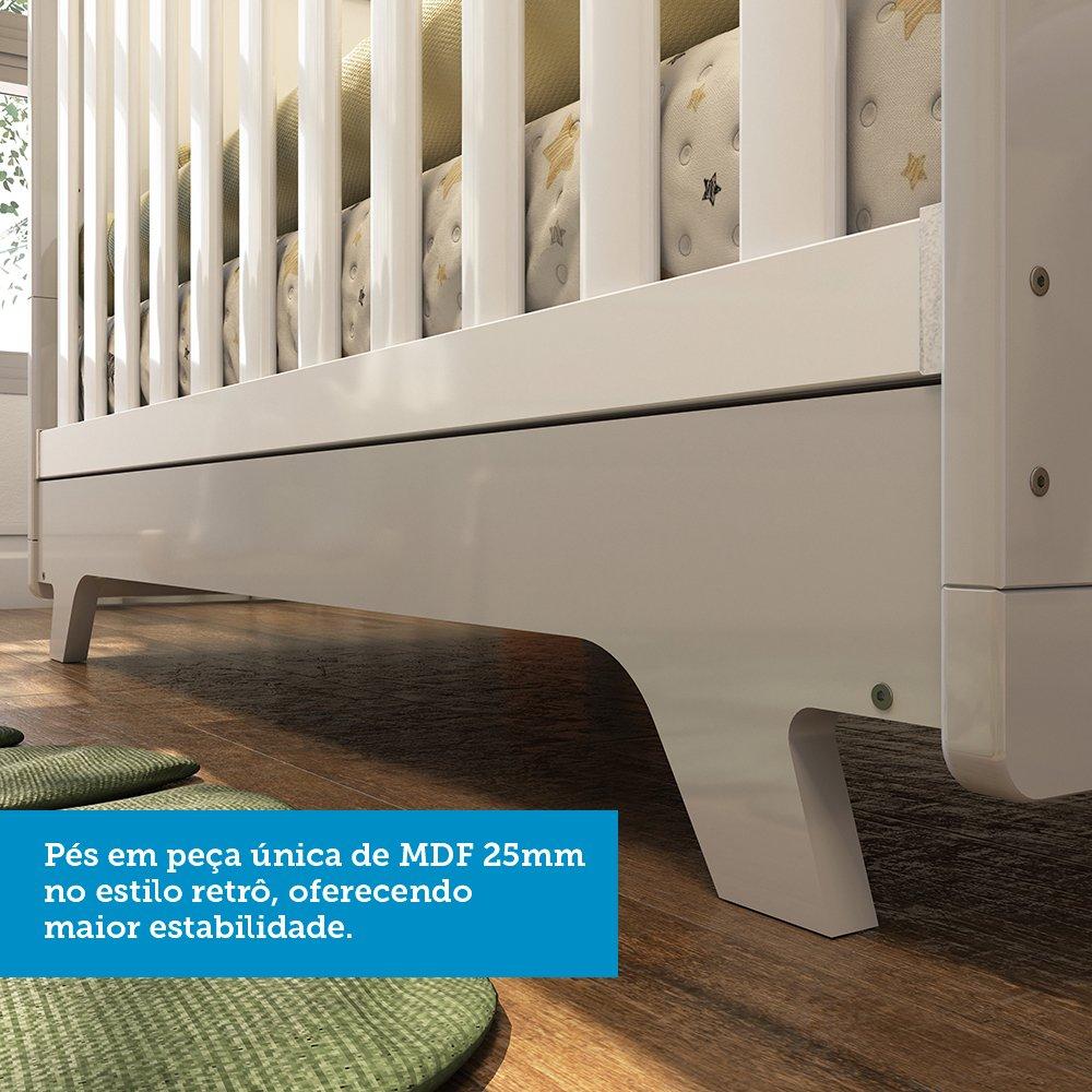 Berço Mini Cama Retrô Móveis Peroba Branco Brilho/Cinza