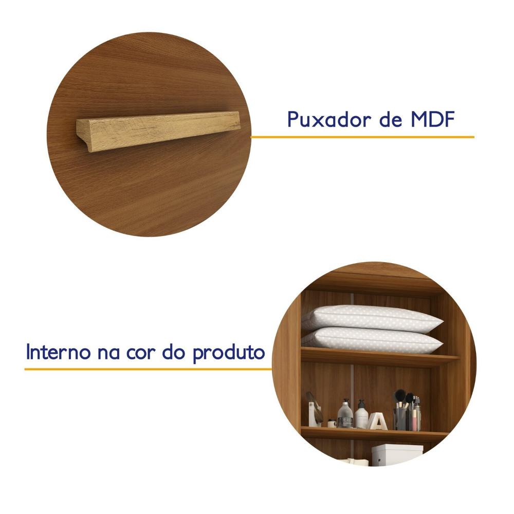 Guarda-roupa 2 Portas 1 Gaveta Com Espelhos Smart Plus Espresso Móveis Cinamomo