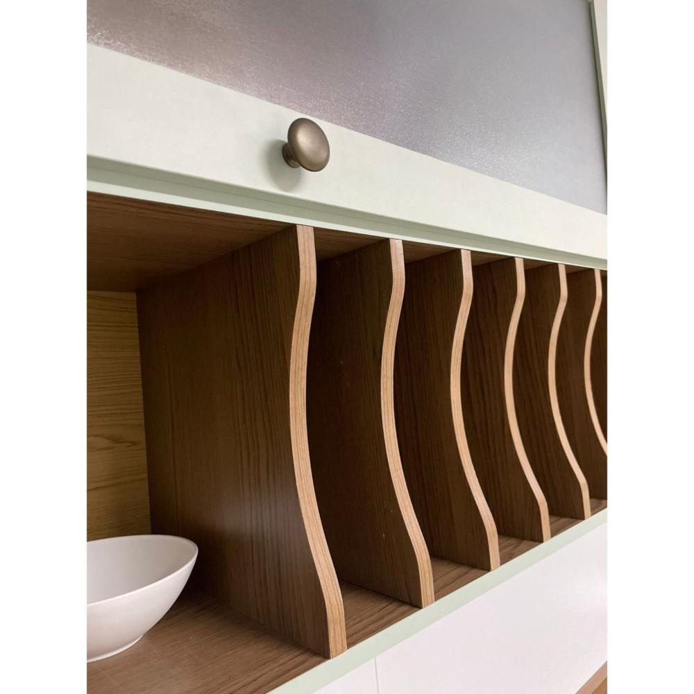 Miniatura Armário Aéreo Para Cozinha com Porta de Vidro Provençal Iluminata Genialflex Verde Mint
