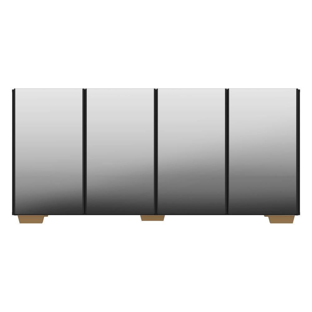 Miniatura Aparador Buffet 4 Portas com Espelho e Pés Preto/natural