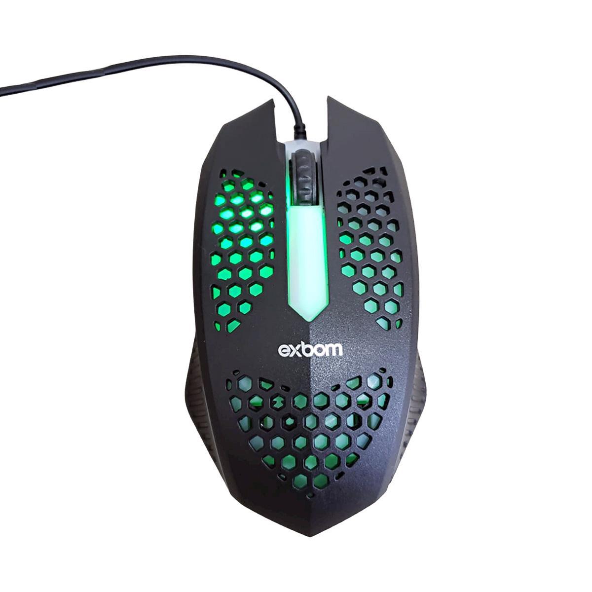 Miniatura Mouse Jogo Ms-C33 Pc Ps4 Xbox Usb Ms-C33 Com Led 7 Preto