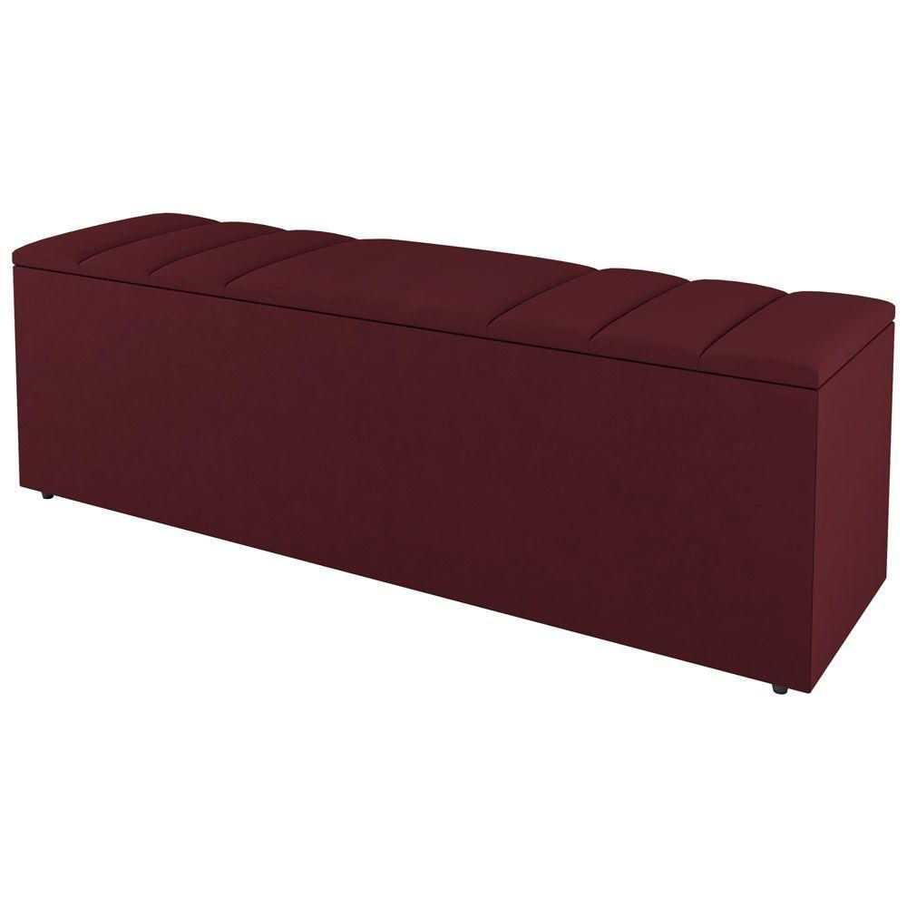 Cabeceira E Baú Cama Box King Size Grace 195cm Suede Bordô