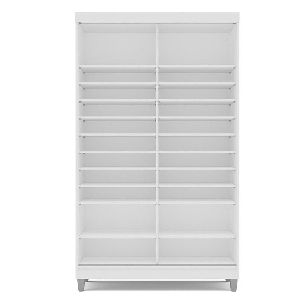 Miniatura Sapateira 2 Portas de Correr com Espelho e 20 Prateleiras Ajustáveis Diamante Yescasa Branco