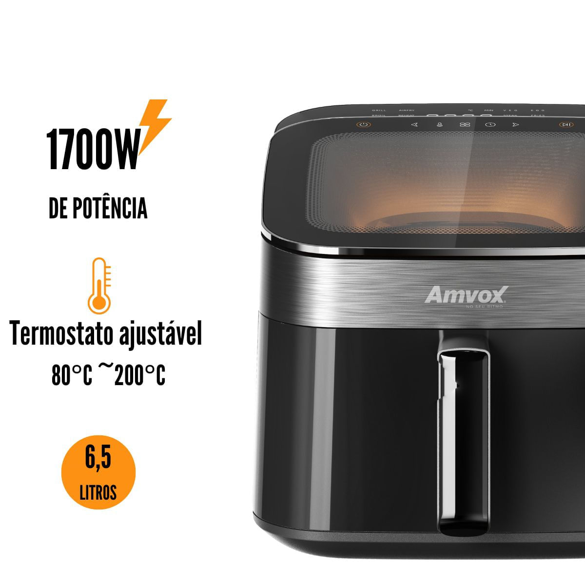Miniatura Air Fryer 6,5L Amvox ARF 1465 Turbo 1700W Black 110v 110V