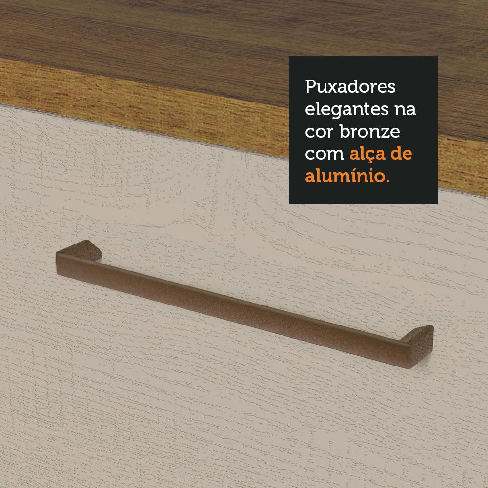 Balcão Gabinete de Pia Cozinha 150 cm 2 Portas e 2 Gavetas (Sem Tampo e Pia) Rustic/Crema Agata Madesa Rustic/Crema