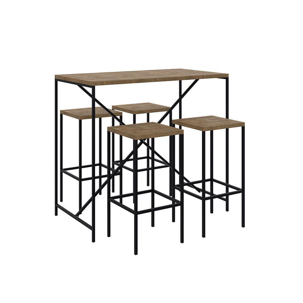 Conjunto Mesa Bancada Com 04 Banquetas Alta Steel