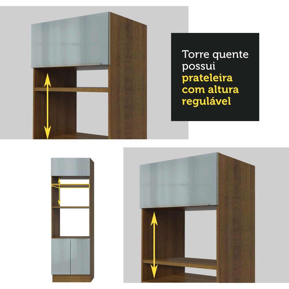Torre Quente Madesa Lux 60 cm 1 Porta 3 Gavetas - Rustic/Cinza Rustic/Cinza