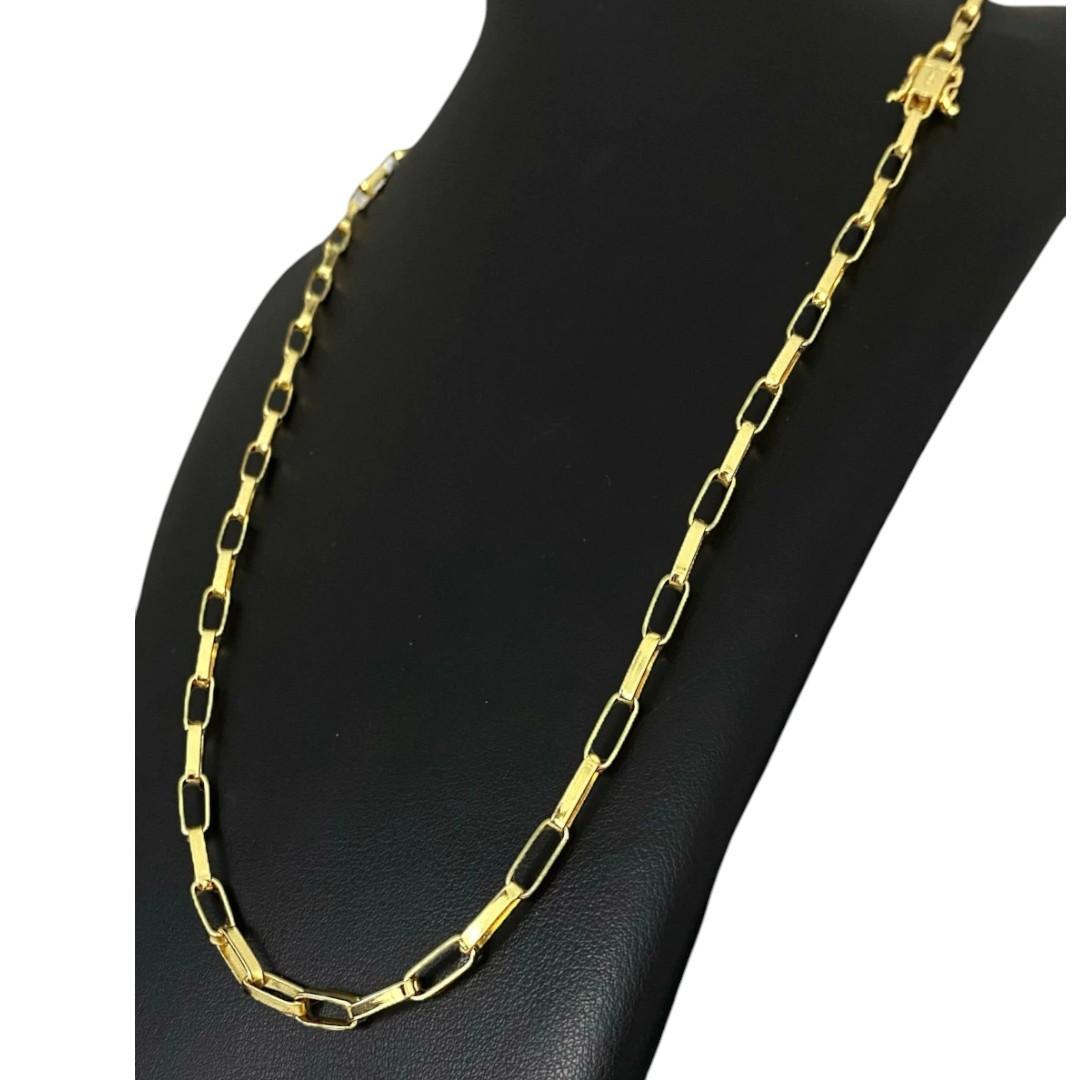 Miniatura Cordão Tijolinho Alongado 5Mm - Banhado A Ouro 18K