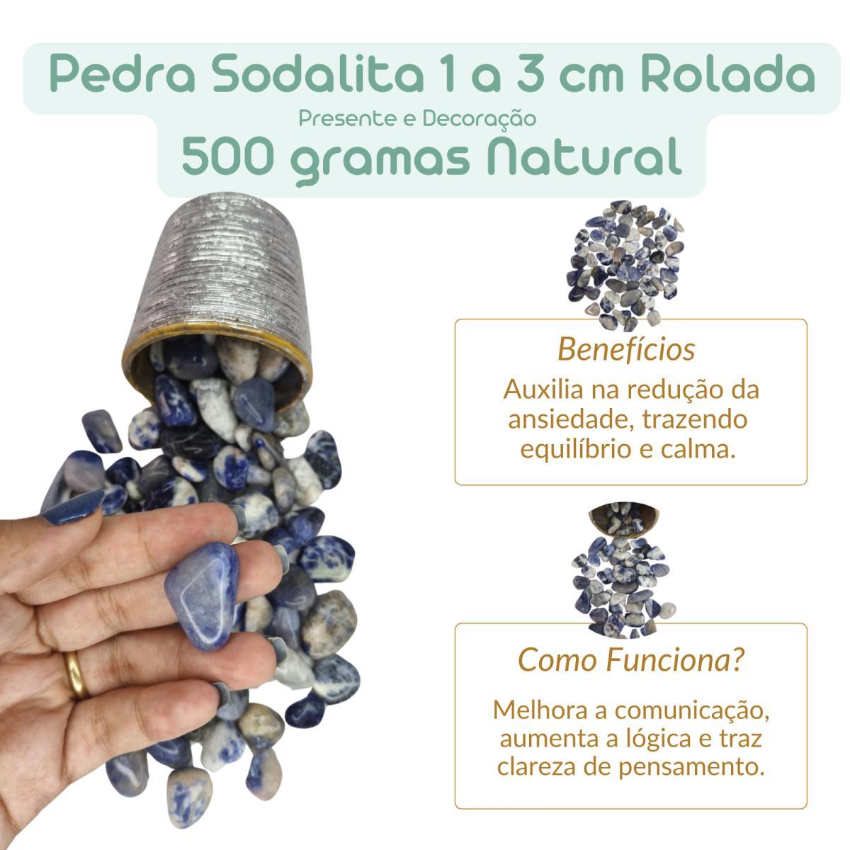 Miniatura Pedra Sodalita 1 A 3 Cm Rolada 500 Gramas Natural