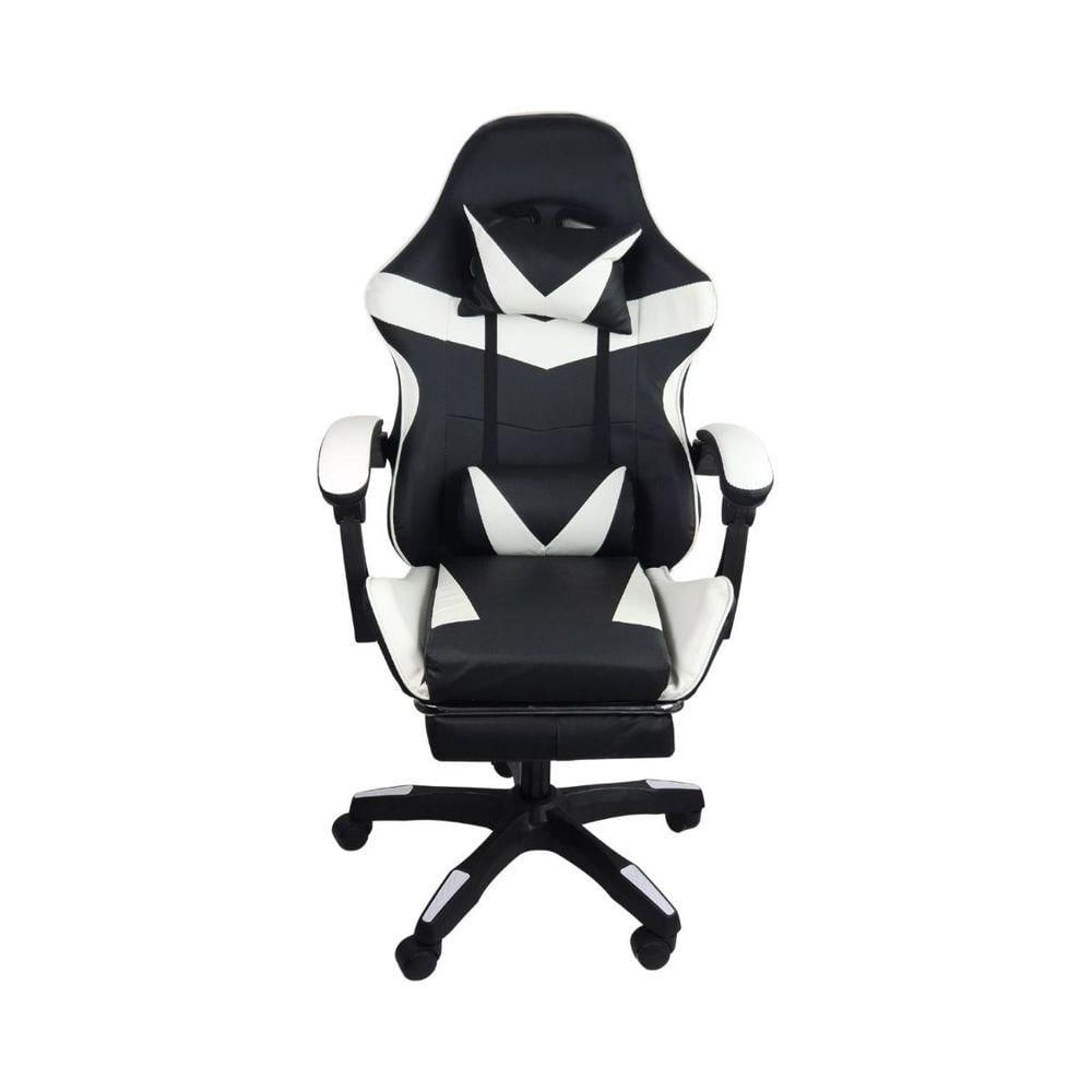 Miniatura Cadeira Gamer Stillus Ergonômica Com Apoio Para Os Pés Preto E Branco