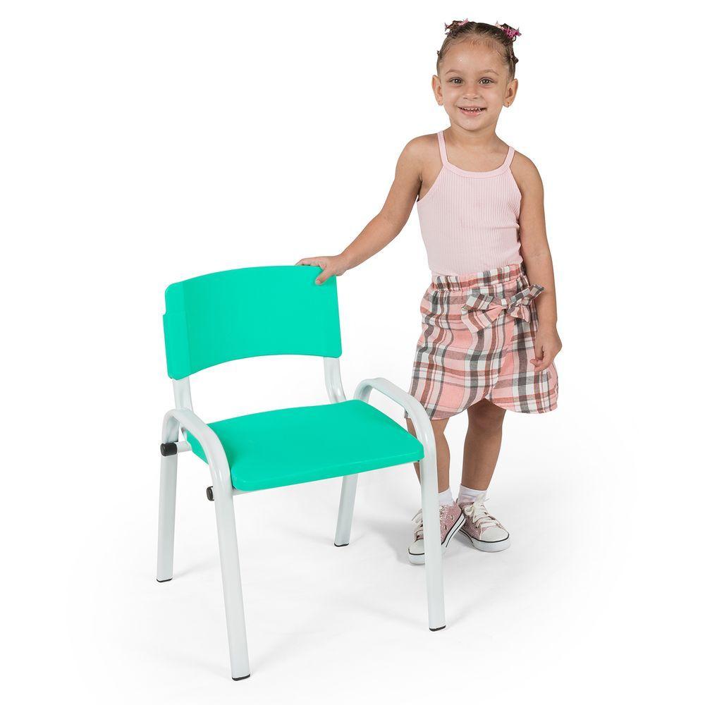 Miniatura Kit 10 Cadeiras Infantil Iso Escola Base Cinza verde Escuro