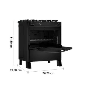 Fogão Esmaltec 5 Bocas Pérola Glass 5115 Preto com Mesa de Vidro Temperado - Bivolt