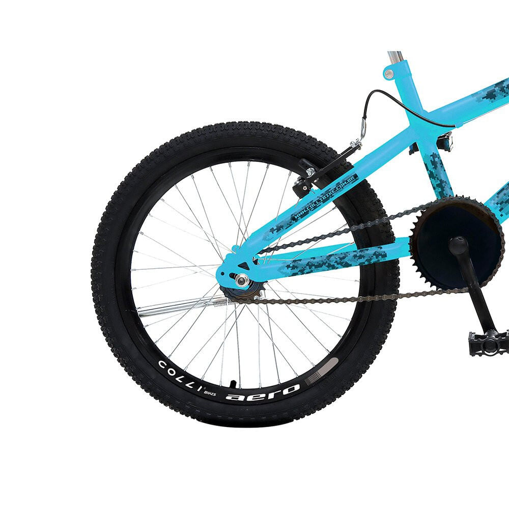 Miniatura Bicicleta Colli Max Boy Aro 20 Freio V-Brake Sem Marcha Azul Champanhe
