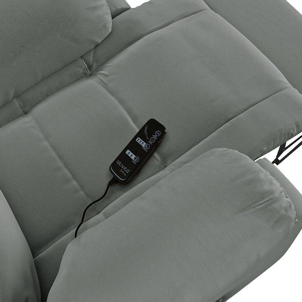 Poltrona Do Papai Reclinável Pietra Power Touch Massagem Fh9 Pu Cinza - Mpozenato