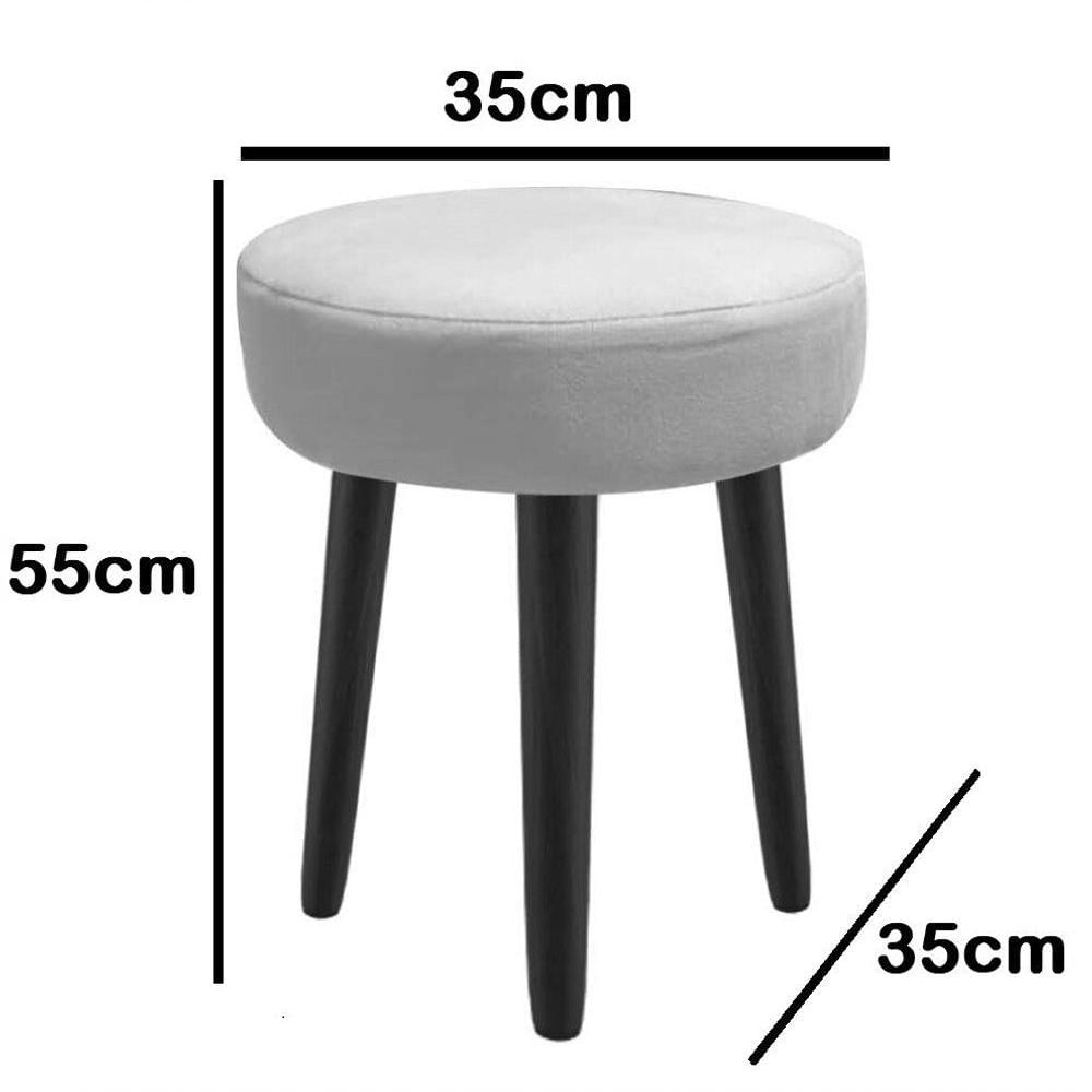 Miniatura Kit 03 Banqueta Alta Julya Industrial 55Cm Pé Palito Carvalho Suede Preto - Amey Decor