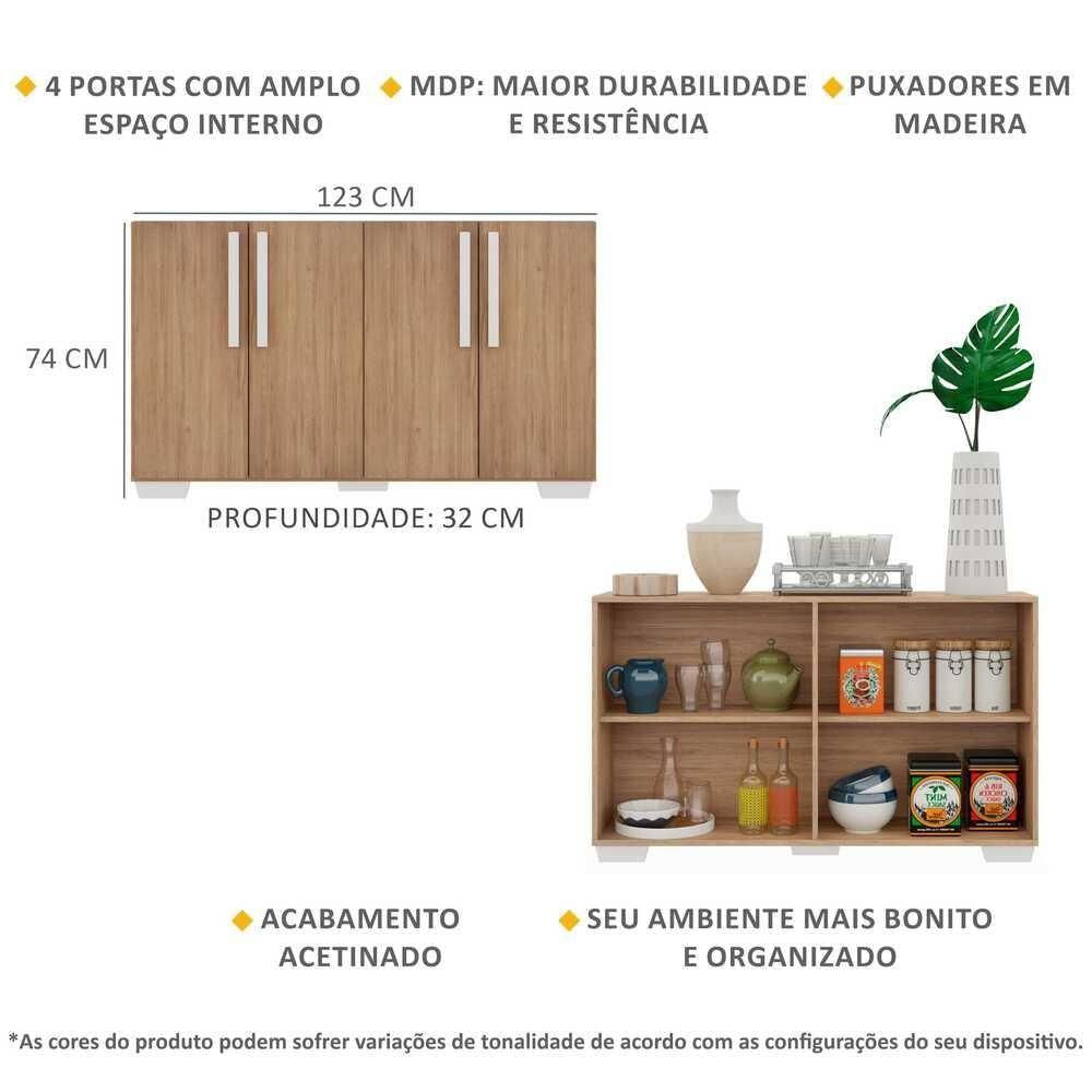 Aparador Buffet 4 Portas Com Pés Quadrados Rustic/branco