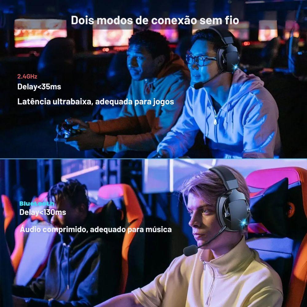 Miniatura Headset Gamer Sem Fio Acinaci, Bluetooth, 2.4G, Usb, 3.5Mm