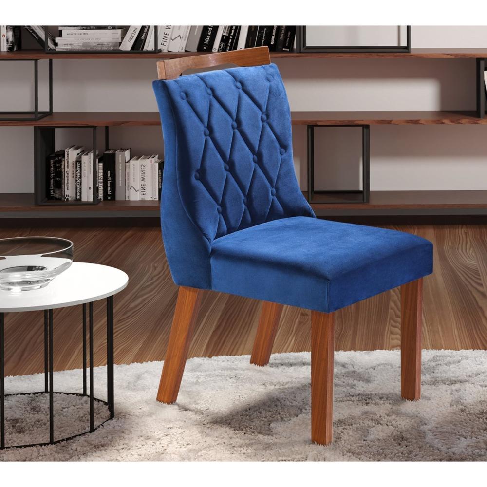 Miniatura Conjunto 2 Cadeiras para Sala de Jantar Viena Castanho Prêmio/Azul