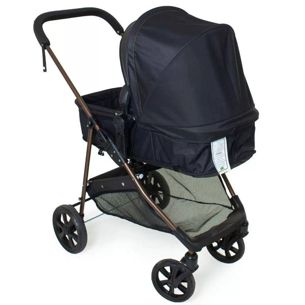 Miniatura Travel System Galzerano Carrinho De Bebê Napoli Preto Com Cobre
