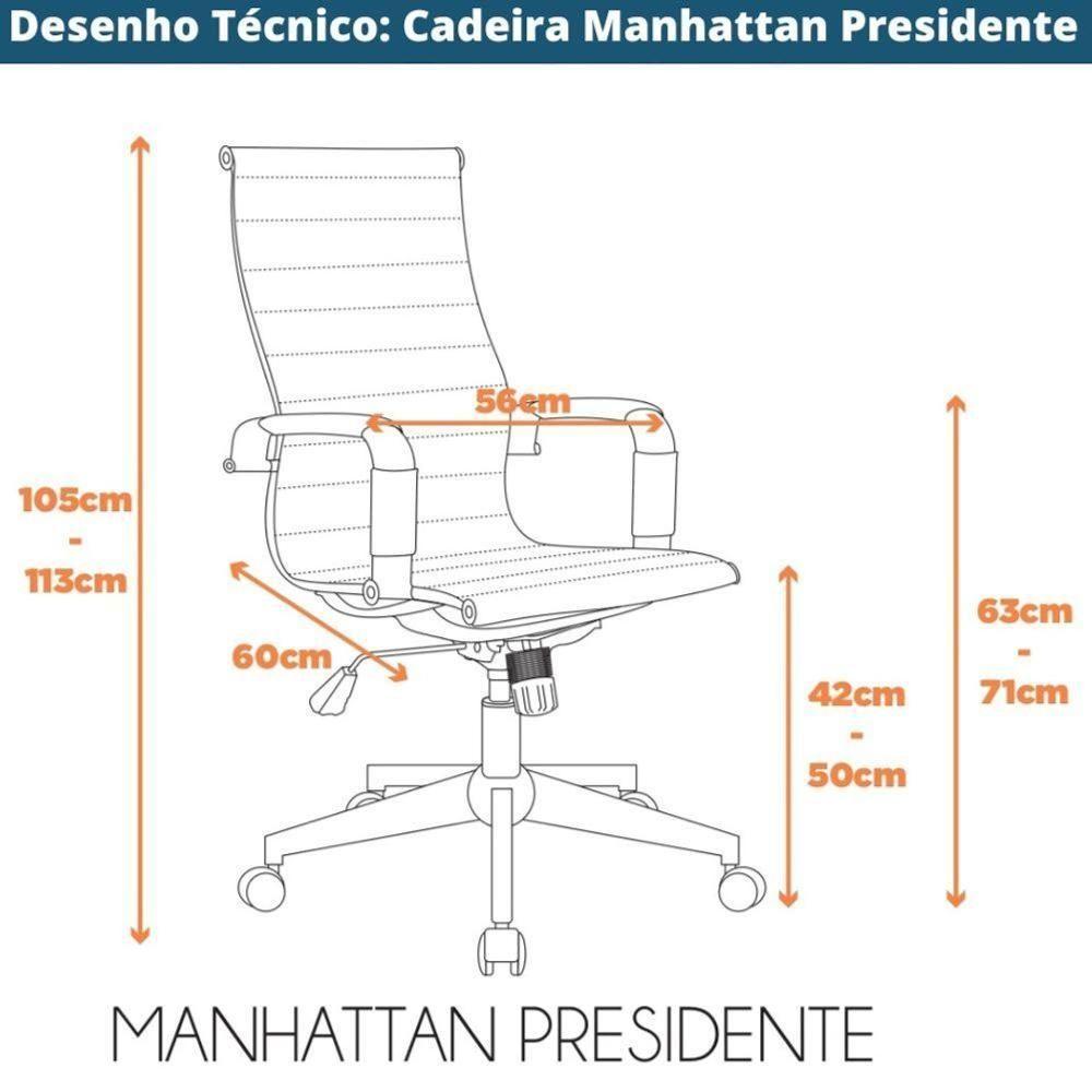 Miniatura Kit 2 Cadeiras Giratória Alta Office Manhattan Esteirinha Fratini Revestida Em (pu) Preto Base