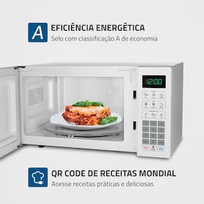 Miniatura Micro-ondas Mondial MO-02-34-W com 10 Ajustes de Potência e Função Tira Odor – 34L Branco 110V