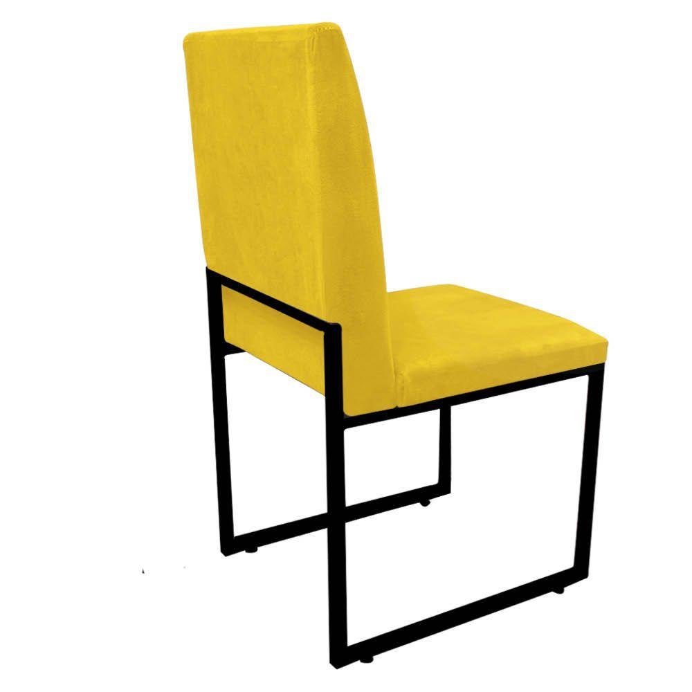 Miniatura Cadeira De Jantar Office Sttan Industrial Escritório Sala Ferro Preto Sintético Amarelo - Amey Decor