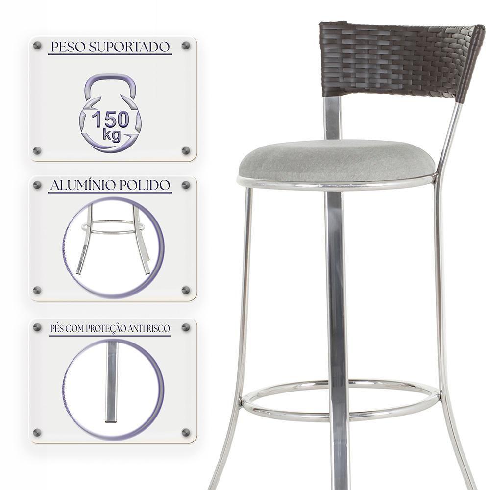 Conjunto Com 2 Banquetas Em Alumínio, Fibra Sintética E Impermeável Tc Tabaco A03