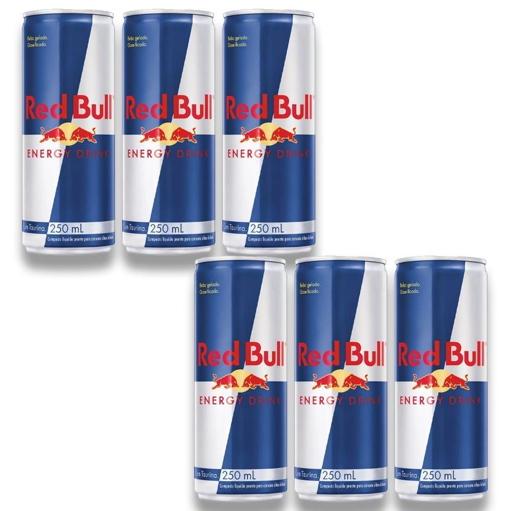 Miniatura 6 Energético Red Bull Energy Drink Original Lata 250ml