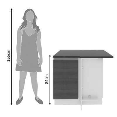 Miniatura Balcão de Canto Madesa Acordes Glamy 100% MDF 1 Porta Branco/Rustic Cor:Branco/Rustic