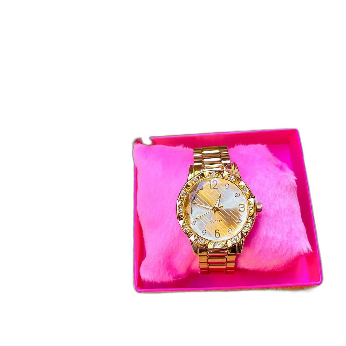 Relógio Feminino Dourado Quartz Para Jovens