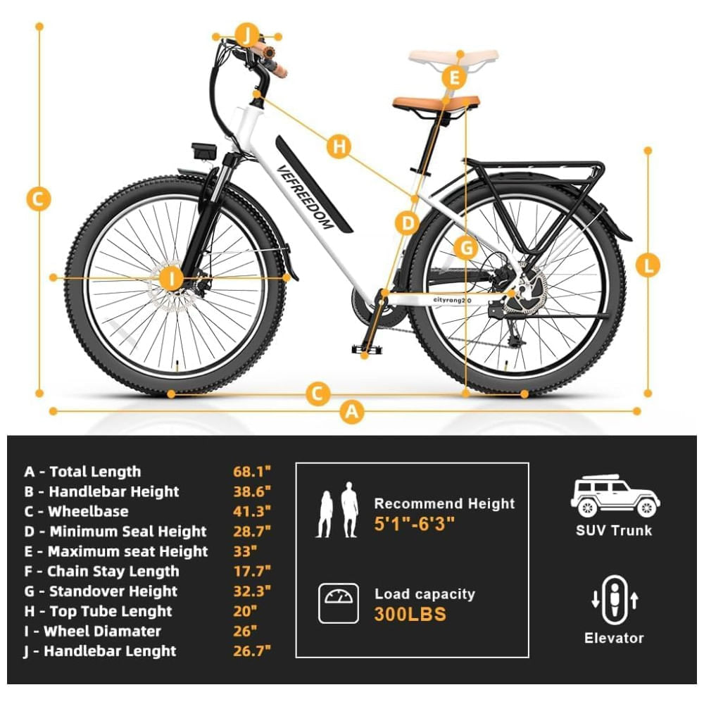 Bicicleta Elétrica Cityrang 2.0, Motor 1000W Pico, Bateria 48V 15Ah, 112 km Autonomia, 25 MPH, Freio a Disco, 7 Marchas, Display LCD, 5 Modos de