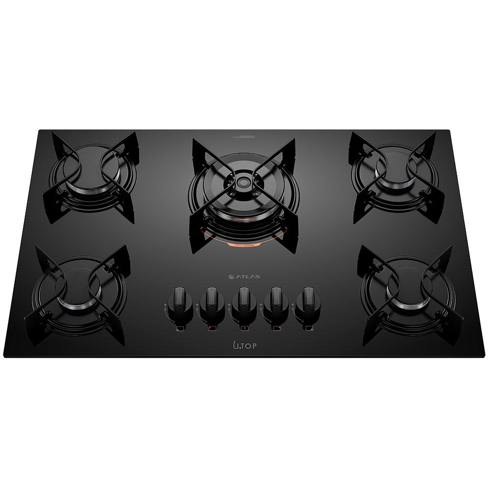 Miniatura Fogão Cooktop 5 bocas Atlas U Top Superautomático Vidro Temperado
