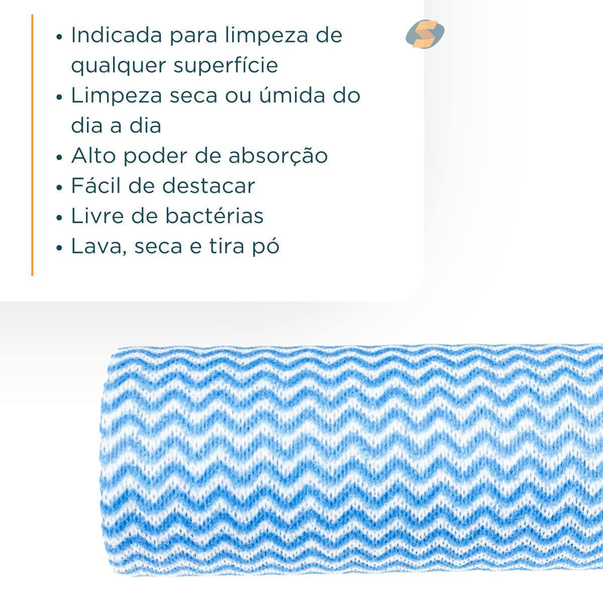 Miniatura Rolo 25 Panos Multiuso Tipo Perfex Limpeza Azul Powermaid