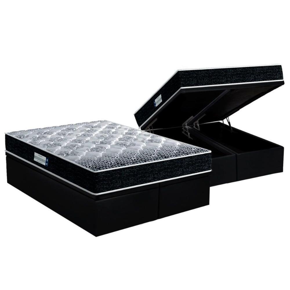 Miniatura Cama Box Baú Queen: Colchão Anatômico Probel D33 - Ep Prodormir Advanced Tech1500Base Suede Preto