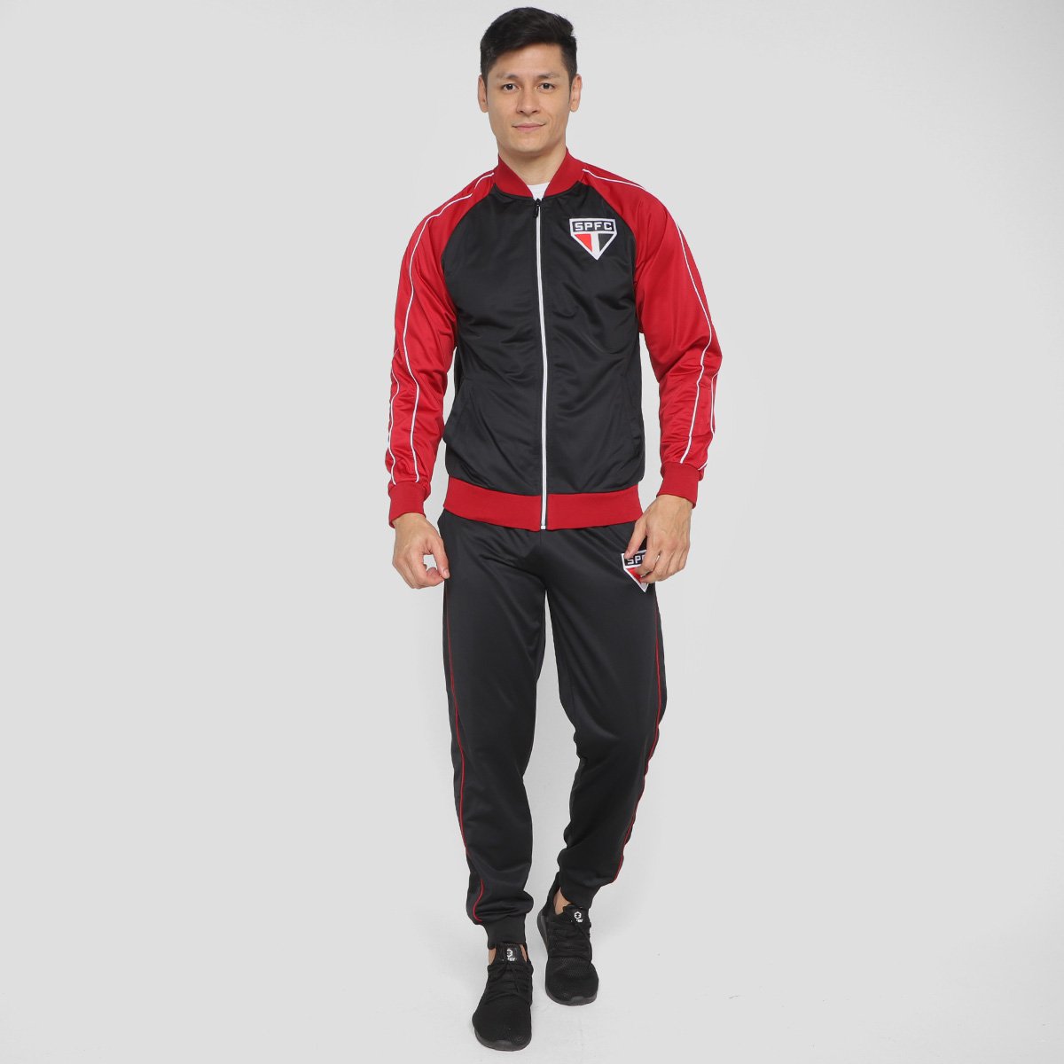 Miniatura Agasalho São Paulo SPR Tricolor Masculino Preto+Branco - EEGG