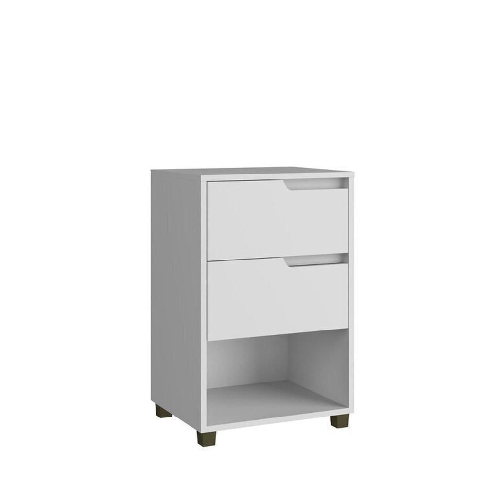 Quarto Casal com Guarda-Roupa 2 Portas de Correr, 1 Cômoda e 2 Mesas de Cabeceira Malthus Branco