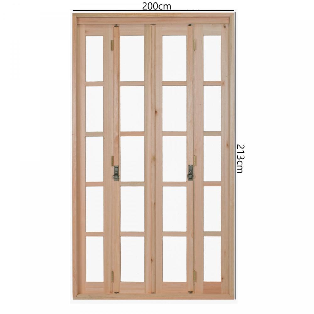 Miniatura Porta Janela com Caixilhos para Vidros Pantográficos Quadriculados Rondosul Natural