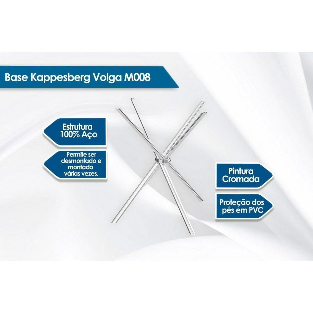 Conjunto: Mesa Sala Jantar Volga C/ Tampo Vidro 140cm + 6 Cadeiras Nápoles Cromado/courano Branco