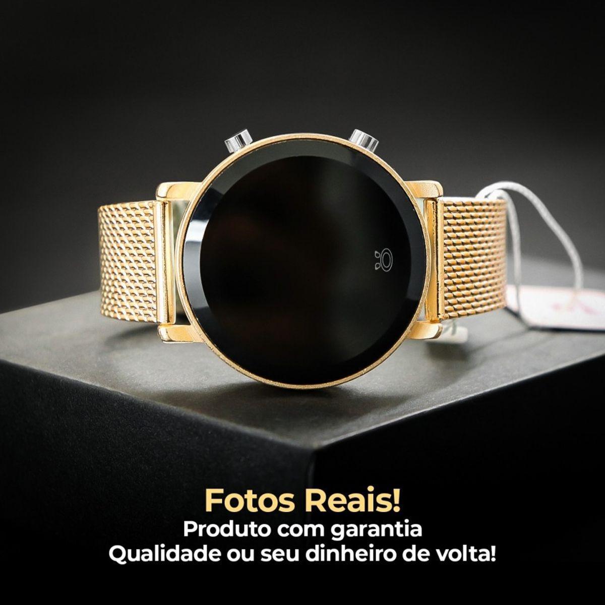 Relogio Digital Feminino Redondo + Qualidade Premium Dourado