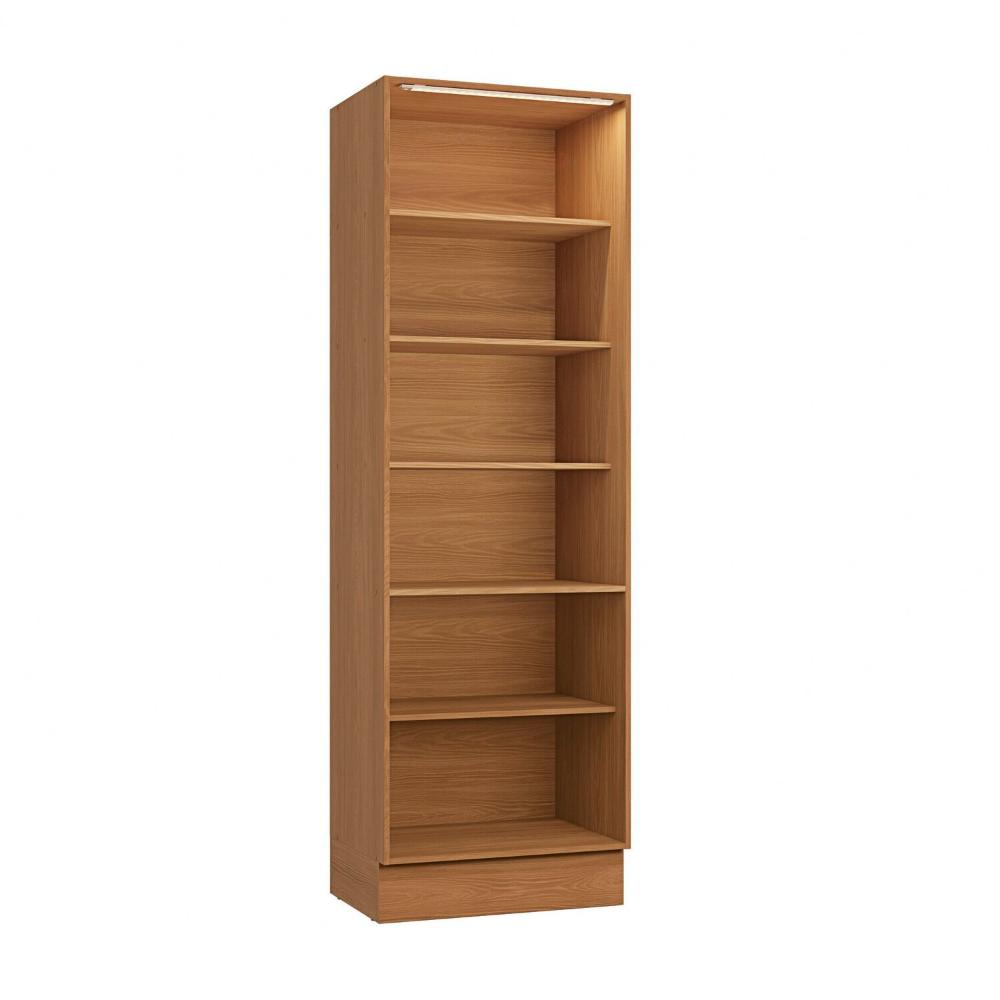 Miniatura Cristaleira 4 Portas com Vidro e Led 700mm de Madeira Canela