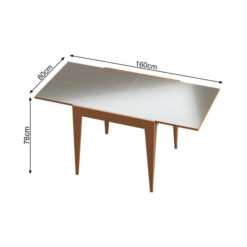 Miniatura Conjunto De Jantar Mesa Tock 80cm Com 4 Cadeiras Aline Linho Bege - Mel - Marrom