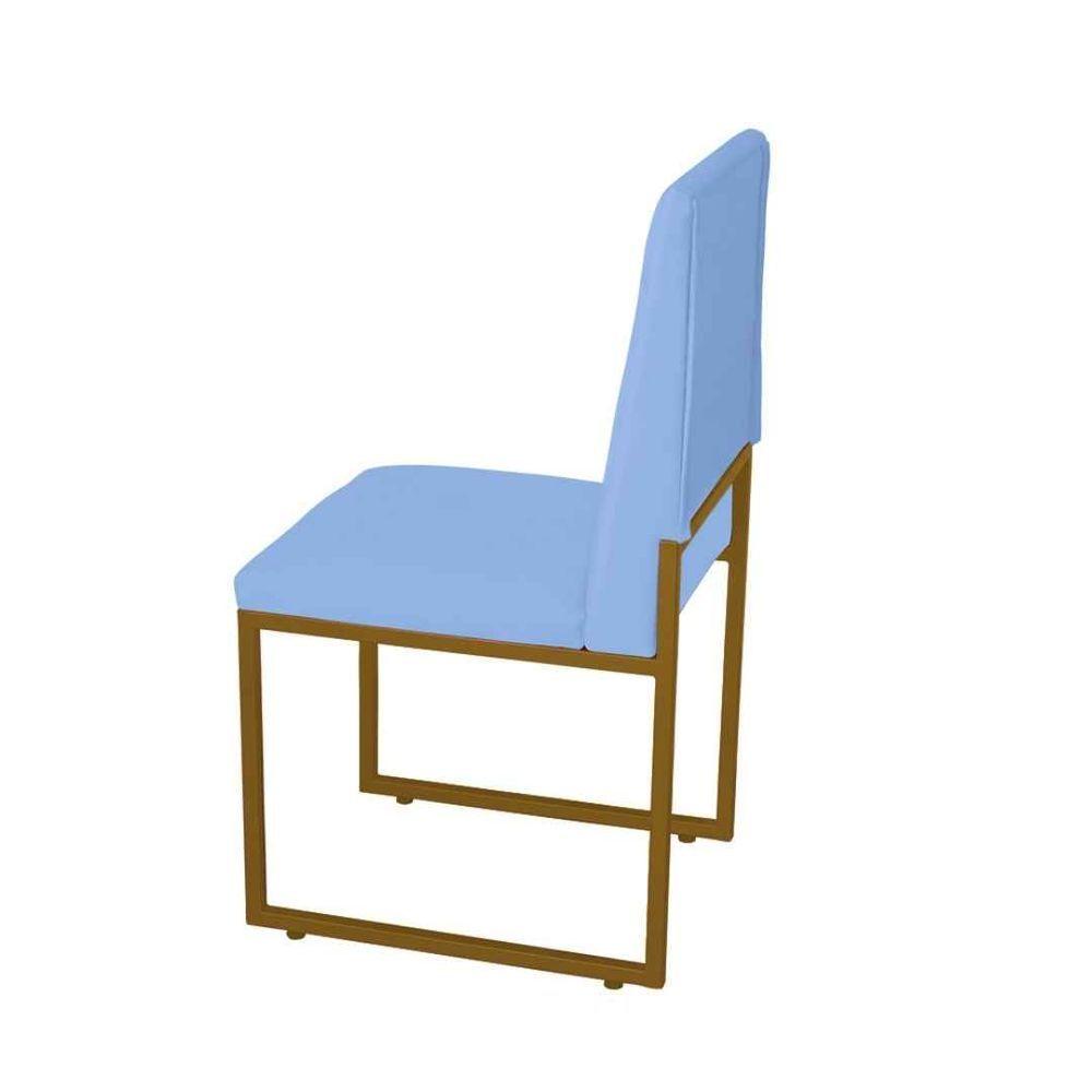 Miniatura Cadeira De Jantar Escritorio Industrial Garden Ferro Dourado Corino Azul Bebê