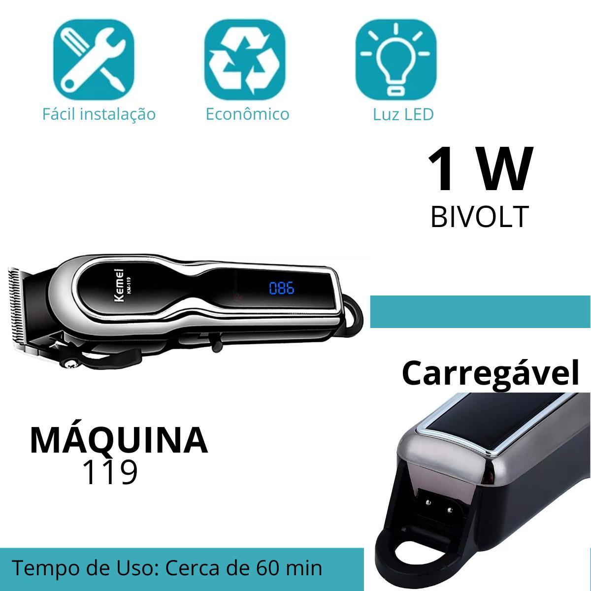 Miniatura Máquina De Cortar Cabelo Kmei Km-119 Potente Para Cabelo