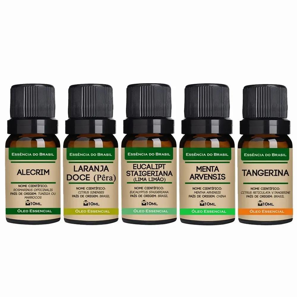 Miniatura Kit Óleos Essenciais Aromaterapia 5 Unid. 10ml