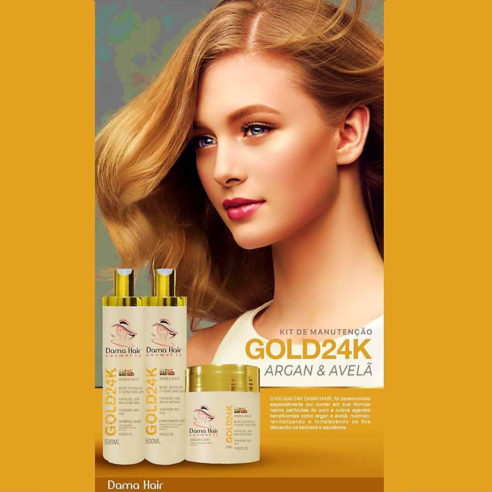 Miniatura Combo Kit Gold 24K Dama Hair Reconstrução Capilar (7 Itens)