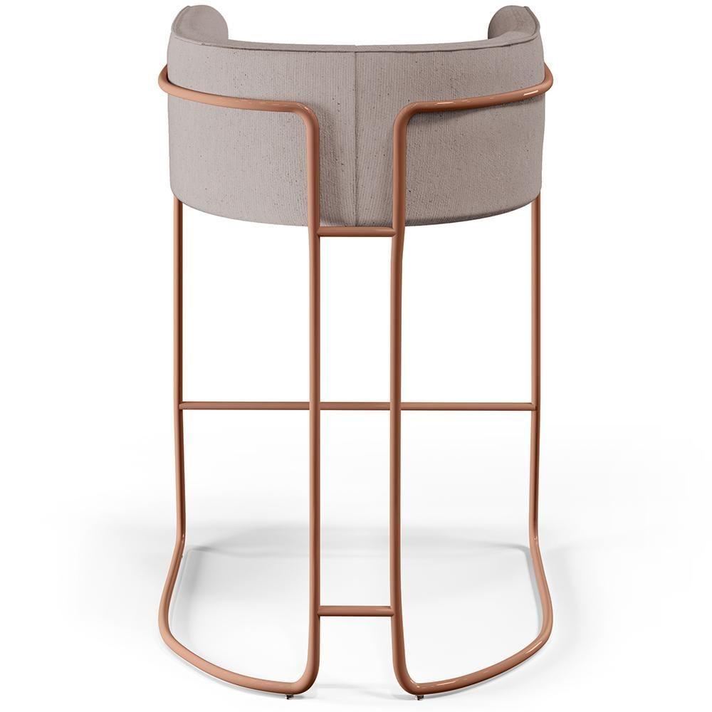 Miniatura Banqueta Decorativa Base De Aço Cobre Betina D02 Bege C-107