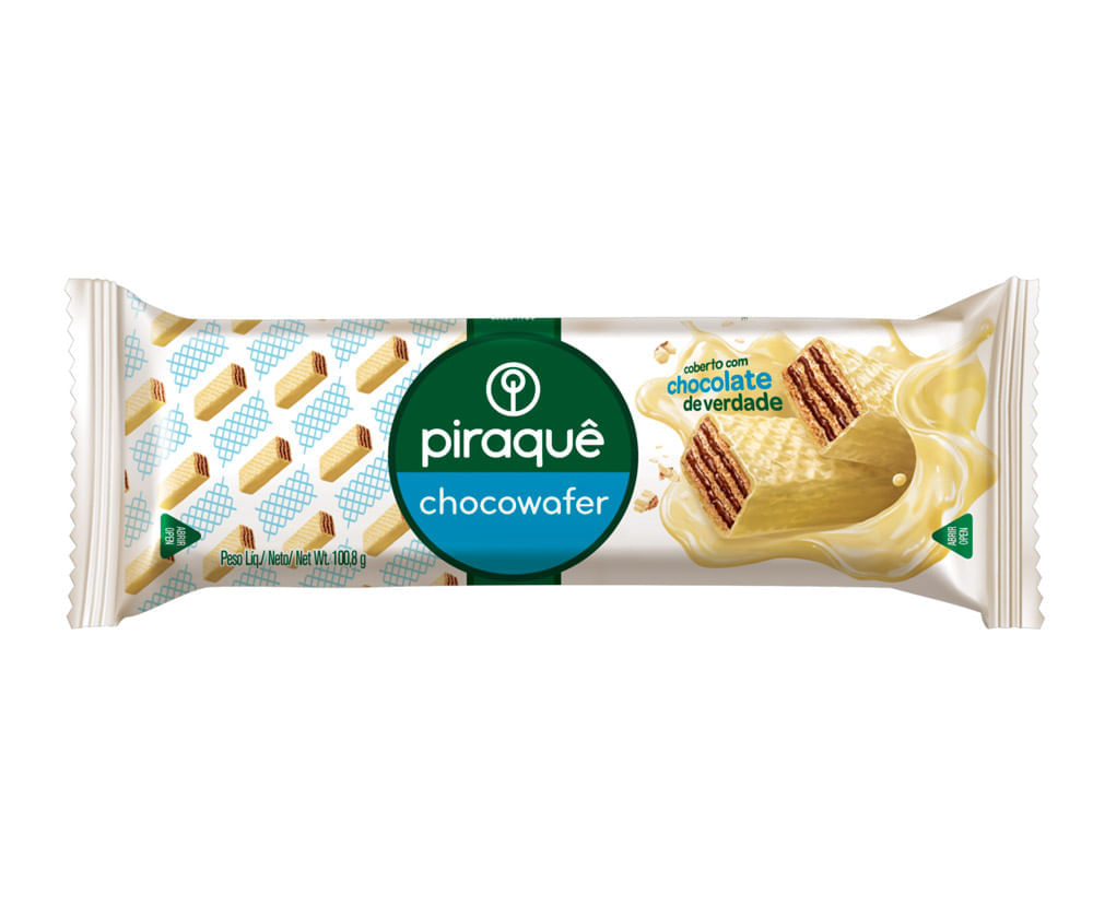 Miniatura Biscoito Wafer Piraquê Chocowafer com Cobertura Chocolate Branco 100,8g