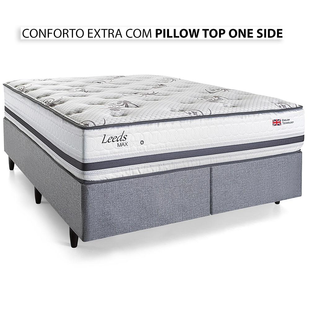 Miniatura Cama Box com Cabeceira Queen Herval Leeds, Molas Maxspring, 69x158x198 cm