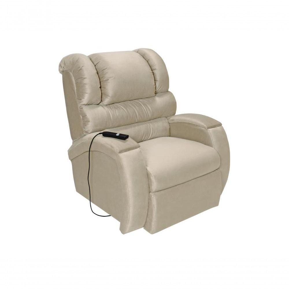 Miniatura Cadeira Poltrona Reclinável Imperial Motorizada Para Amamentação Suede Com Lift E Massageador Areia