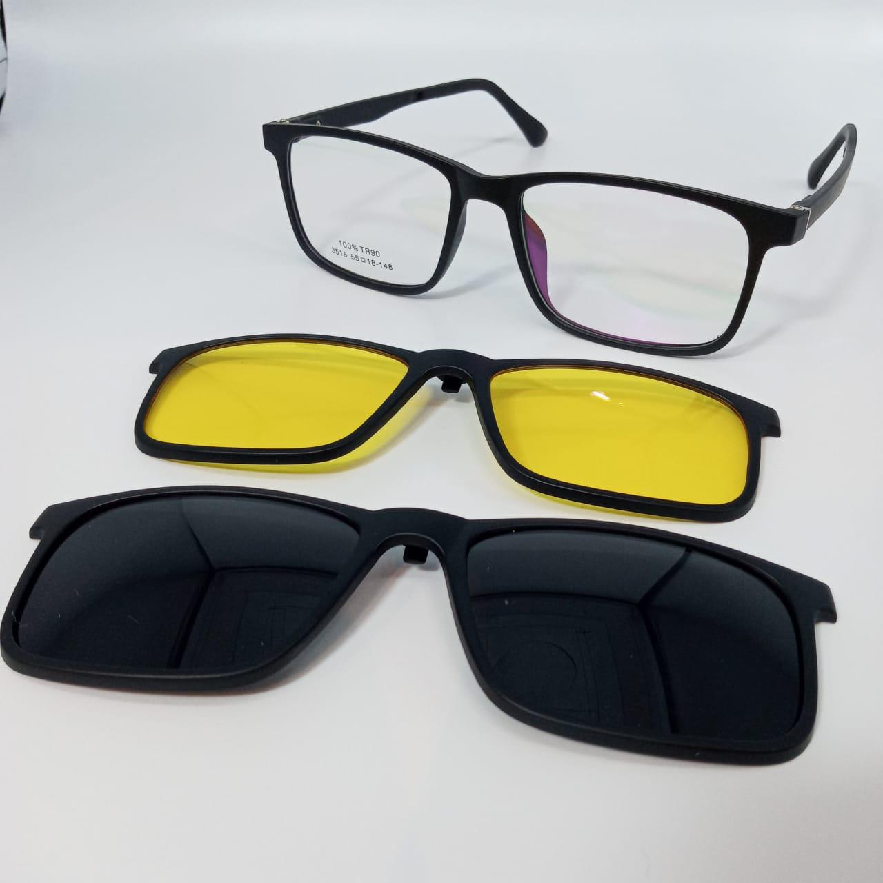 Miniatura Óculos 3 Em 1 - Clipon 3 Lentes Dia, Noite E Solar Com Uv400